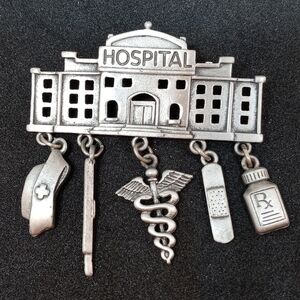 Vintage Metal Hospital brooch